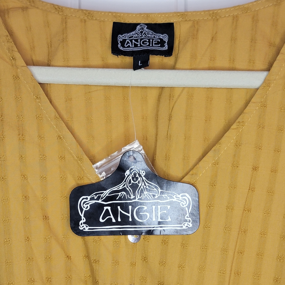 Angie Mustard Yellow Crop Top Blouse, Large - Picture 2 of 4